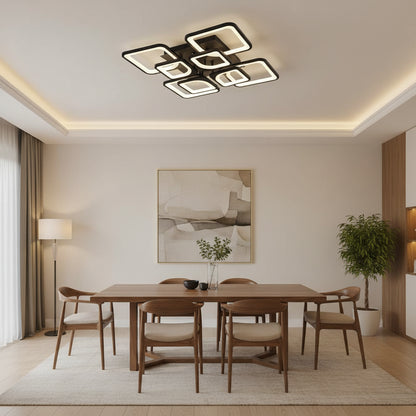 LED полилей с дистанционно управление ZOE, 8 квадрата, 138W, студена/топла/неутрална светлина, димируем, черен