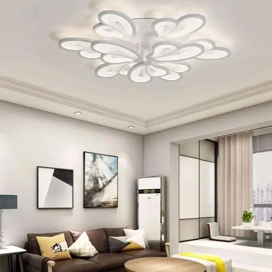 LED полилей с дистанционно управление BLOSSOM 49W, 9 венчелистчета, студена/топла/неутрална светлина, димиране, бял LED полилей с дистанционно управление Заглавие по подразбиране Alessandro Design