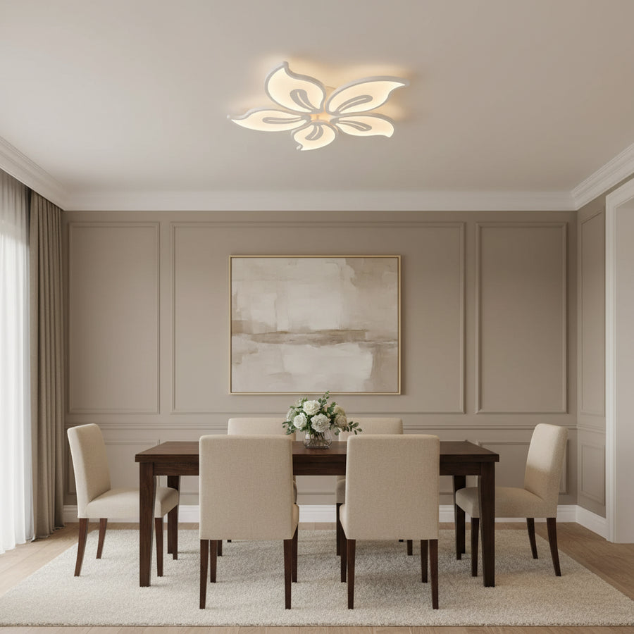 LED полилей с дистанционно управление JASMINE 66W, 5 венчелистчета, студена/топла/неутрална светлина, димиране, бял LED полилей с дистанционно управление Заглавие по подразбиране Alessandro Design