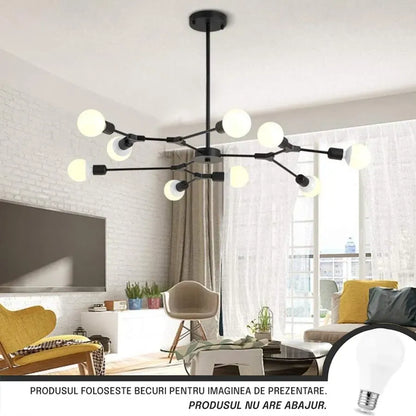 Lustra Architek Nona, 9x E27, черен, метален блясък, промишлено заглавие по подразбиране Alessandro Design
