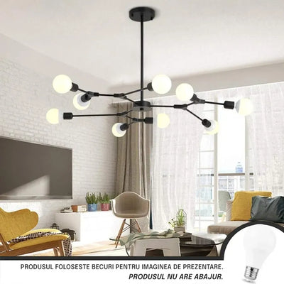 Полилей Architek Nona, 9x E27, черен, метал