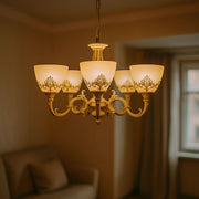 VINTAGE полилей, тип висулка с рамена, COTTAGE, кръгъл, 5xE27, стъкло и метал, бели класически полилеи Заглавие по подразбиране Alessandro Design