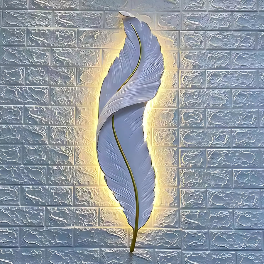LED стенна лампа, декоративно перо 85CM 31W Студена/топла/неутрална светлина Бяло злато Вътрешни стенни лампи Заглавие по подразбиране Alessandro Design