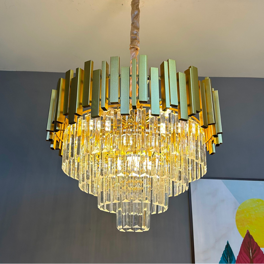 Кристален полилей BLOIS Eleganza, диаметър 50 см, 8x E14, блестящо злато, кристални полилеи с регулируема височина Заглавие по подразбиране Alessandro Design