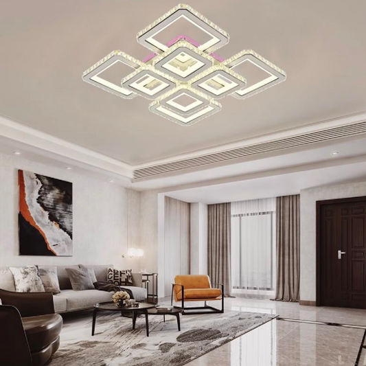 LED полилей с дистанционно управление и кристал LEILA 175W, 8 квадрата, студена/топла/неутрална светлина, димиране, лъскаво бял хром LED полилеи с дистанционно управление Заглавие по подразбиране Alessandro Design