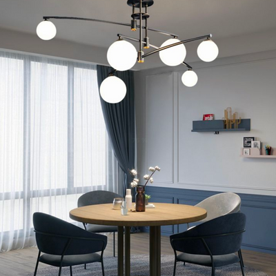 Полилей с кръгъл абажур, PENTHOUSE Dome, 6x G9, черен, метал