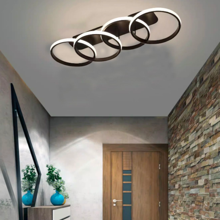 Lustra LED ELIO 47W, 4 Cercuri, Liniara, lumina Rece/Calda/Neutra, Negru Lustre LED Default Title Alessandro Design