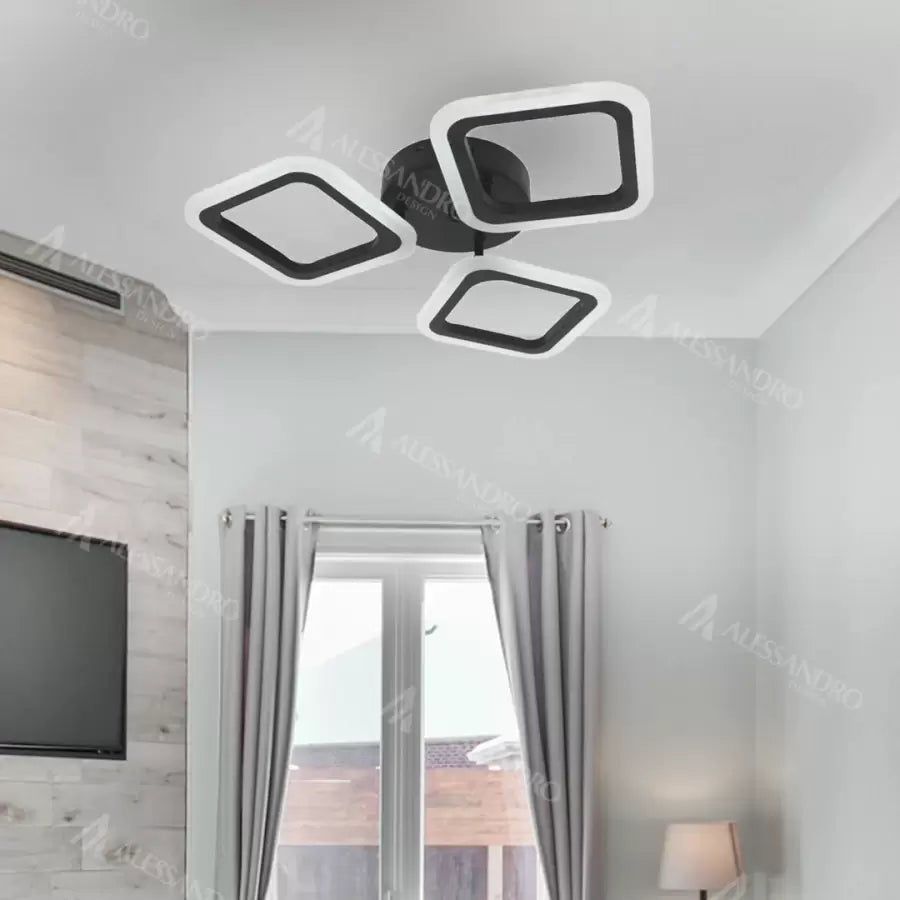 LED полилей PULSARIS 40W, 3 квадрата, студена/топла/неутрална светлина, черни LED полилеи Заглавие по подразбиране Alessandro Design