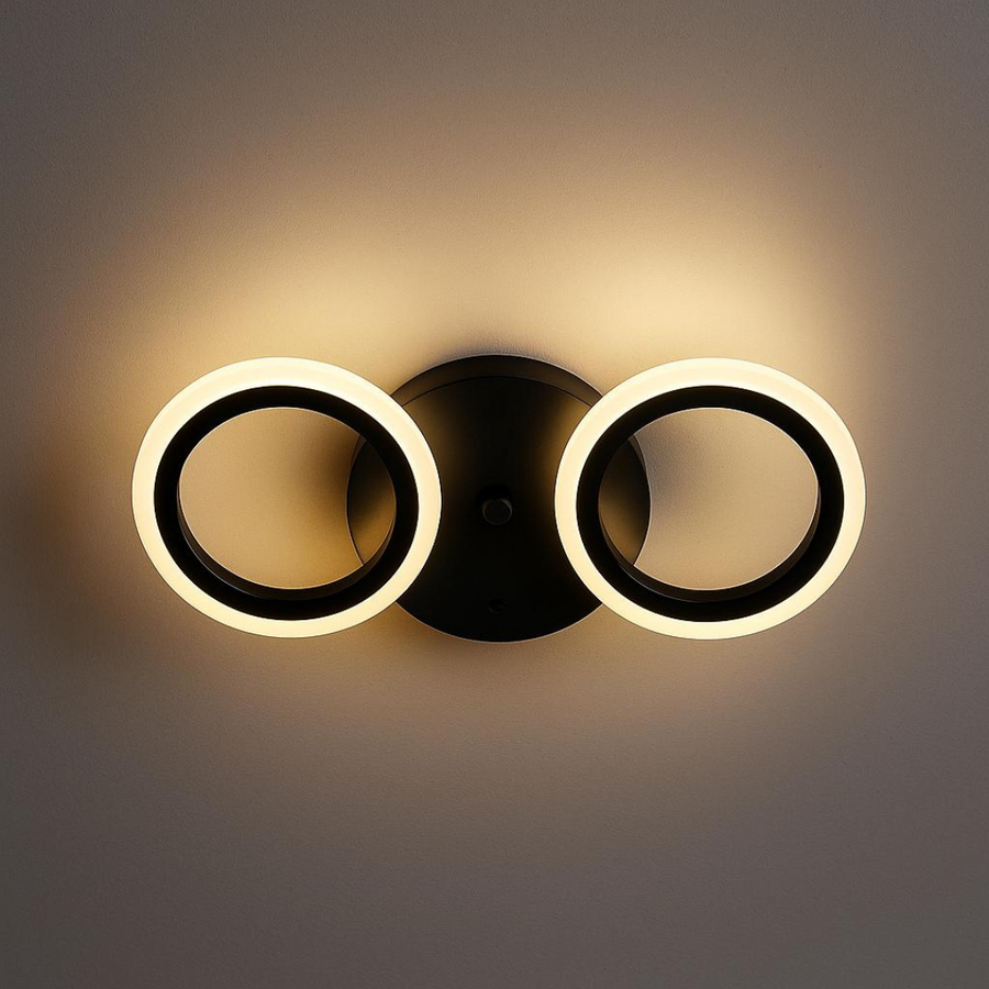 ГОЛЯМ LED полилей 28W, 2 кръга, Студена/Топла/Неутрална светлина, Черен