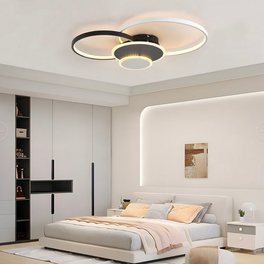 LED полилей с дистанционно управление KILLIAN 80W, 4 кръга, студена/топла/неутрална светлина, димиране, черно-бели LED полилеи с дистанционно управление Заглавие по подразбиране Alessandro Design