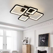 LED полилей с дистанционно управление MUGE 112W, 4 квадрата, студена/топла/неутрална светлина, димируем, черен LED полилей с дистанционно управление Заглавие по подразбиране Alessandro Design
