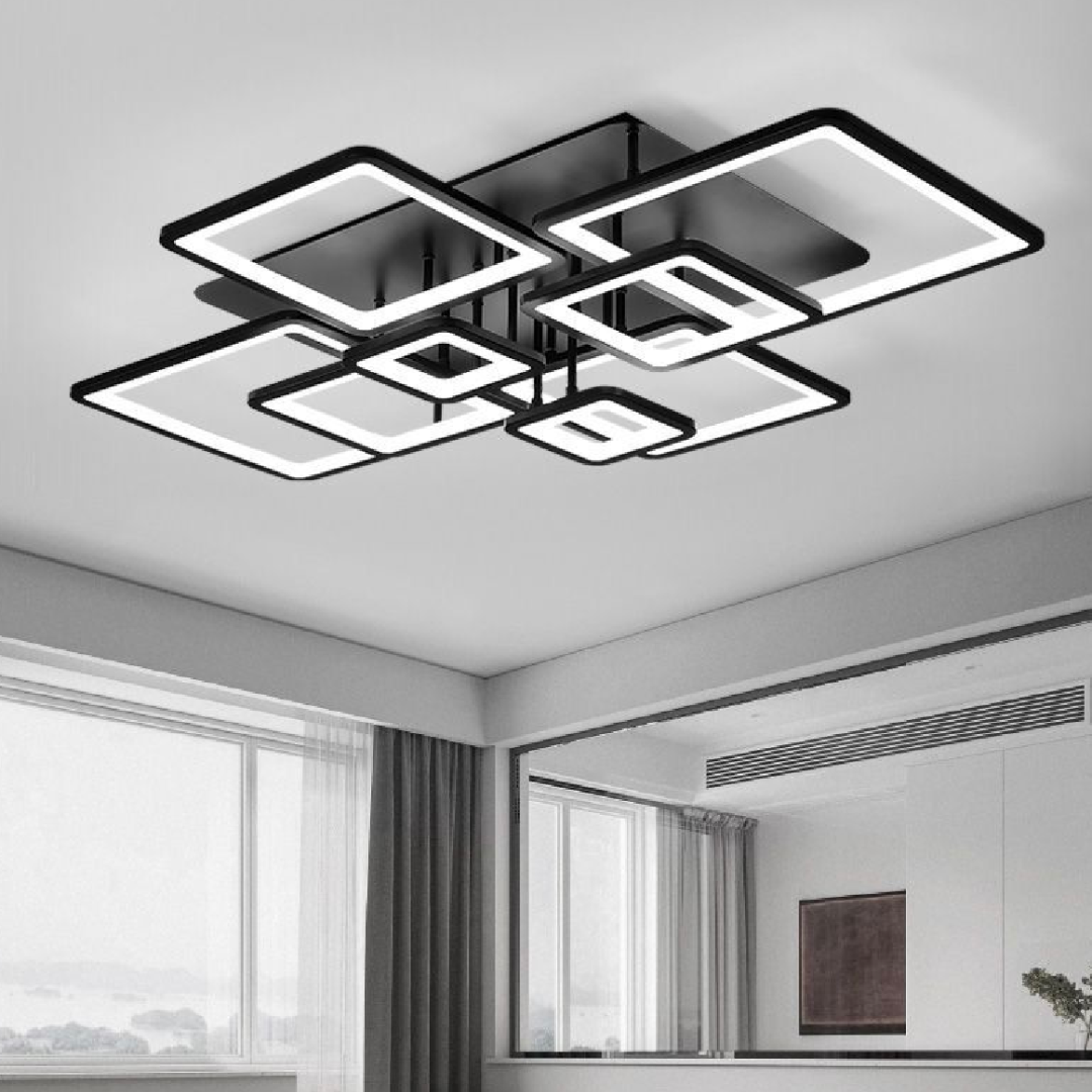 LED полилей с дистанционно управление ELLA 186W, 8 квадрата, студена/топла/неутрална светлина, димируем, черен LED полилей с дистанционно управление Заглавие по подразбиране Alessandro Design