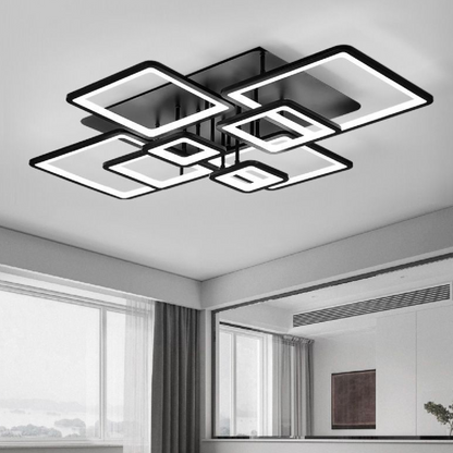 LED полилей с дистанционно управление ELLA 186W, 8 квадрата, студена/топла/неутрална светлина, димируем, черен LED полилей с дистанционно управление Заглавие по подразбиране Alessandro Design