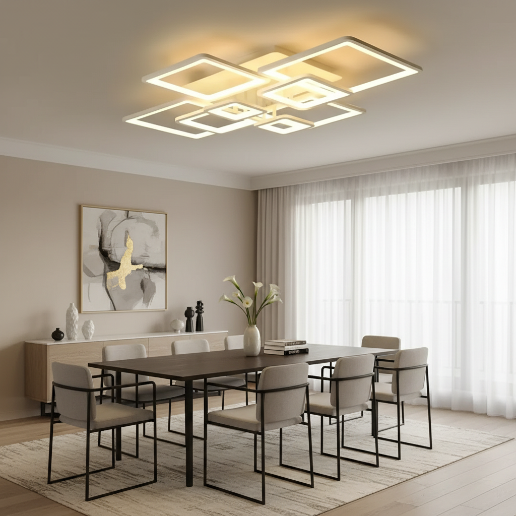 LED полилей с дистанционно управление ELLA 187W, 8 квадрата, студена/топла/неутрална светлина, димируем, бял LED полилей с дистанционно управление Default Title Alessandro Design