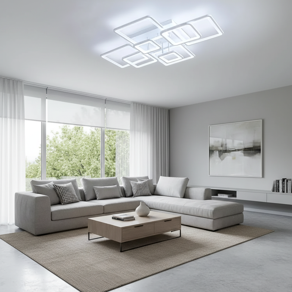 LED полилей с дистанционно управление ELLA 187W, 8 квадрата, студена/топла/неутрална светлина, димируем, бял LED полилей с дистанционно управление Default Title Alessandro Design