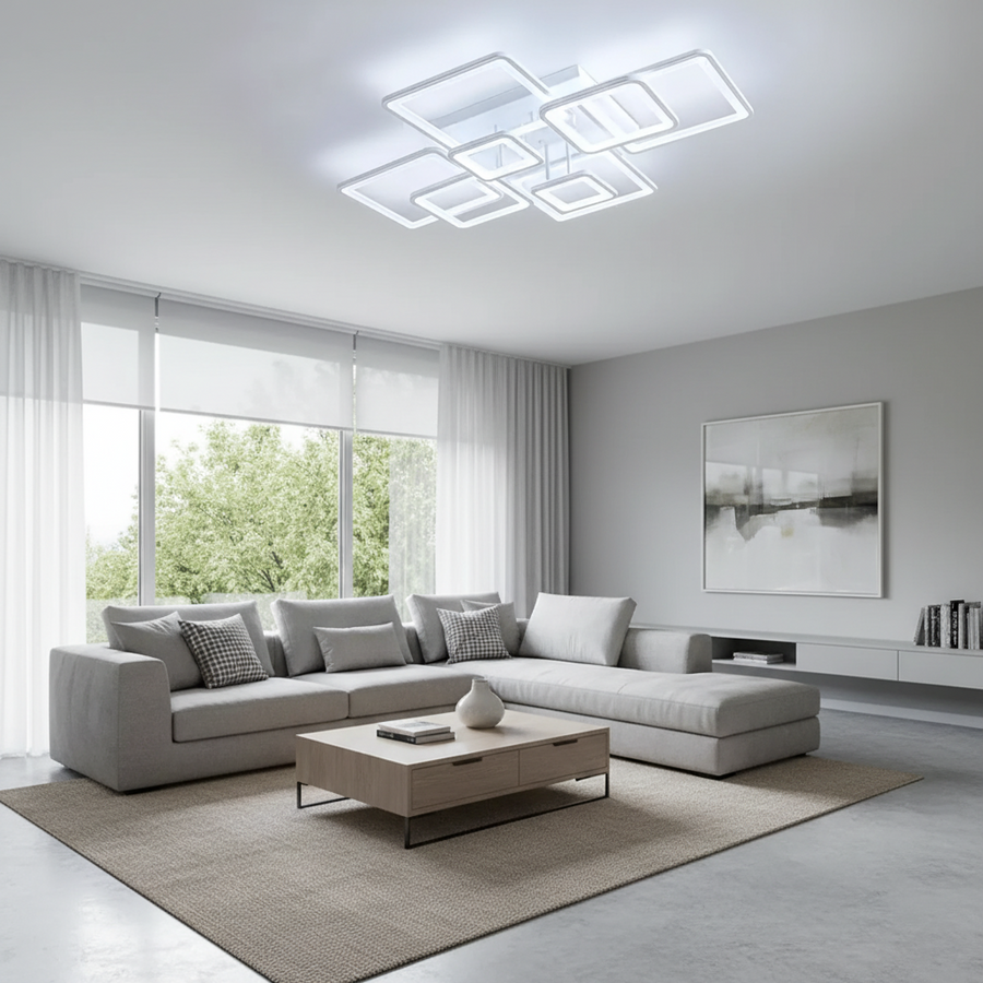 LED полилей с дистанционно управление ELLA 187W, 8 квадрата, студена/топла/неутрална светлина, димируем, бял LED полилей с дистанционно управление Default Title Alessandro Design