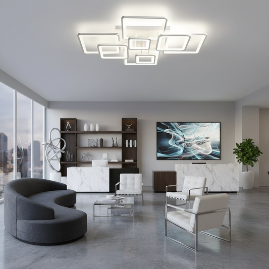 LED полилей с дистанционно управление ELLA 187W, 8 квадрата, студена/топла/неутрална светлина, димируем, бял LED полилей с дистанционно управление Default Title Alessandro Design