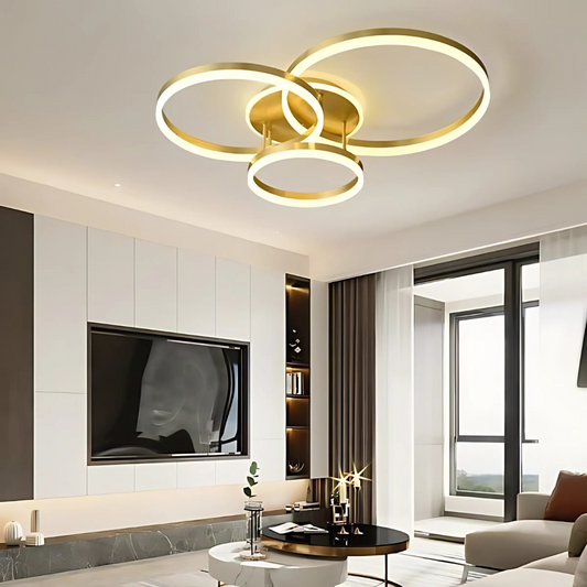 LED полилей с дистанционно управление RIGA LILITH 68W, 3 кръга, студена/топла/неутрална светлина, димиране, лъскаво златно LED полилеи с дистанционно управление Заглавие по подразбиране Alessandro Design