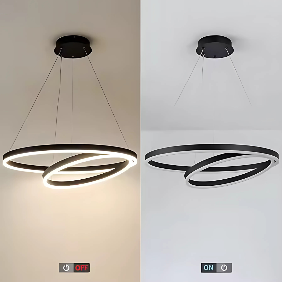 LED окачен полилей PAGANO 47W, 3000K, 2 кръга, черен, регулируема височина Модерни полилеи Заглавие по подразбиране Alessandro Design