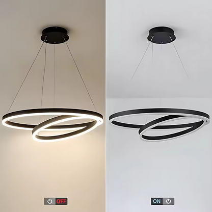 LED окачен полилей PAGANO 47W, 3000K, 2 кръга, черен, регулируема височина Модерни полилеи Заглавие по подразбиране Alessandro Design