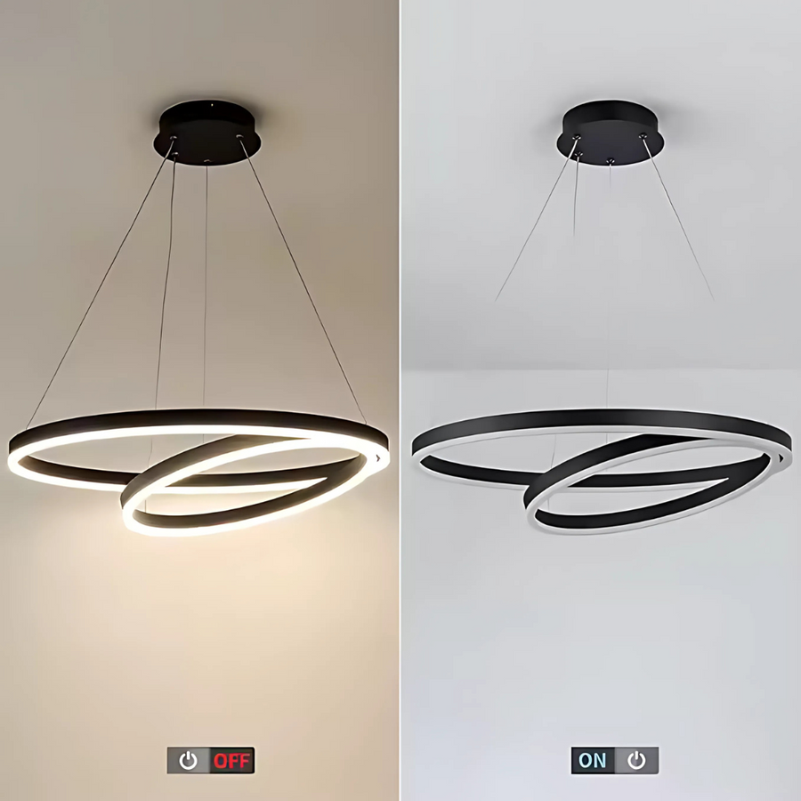 LED окачен полилей PAGANO 47W, 3000K, 2 кръга, черен, регулируема височина Модерни полилеи Заглавие по подразбиране Alessandro Design