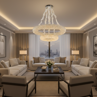 Кристален полилей, PRAGUE Imperio, 78 W, диаметър 71 см, студена/топла/неутрална светлина, злато, регулируема височина