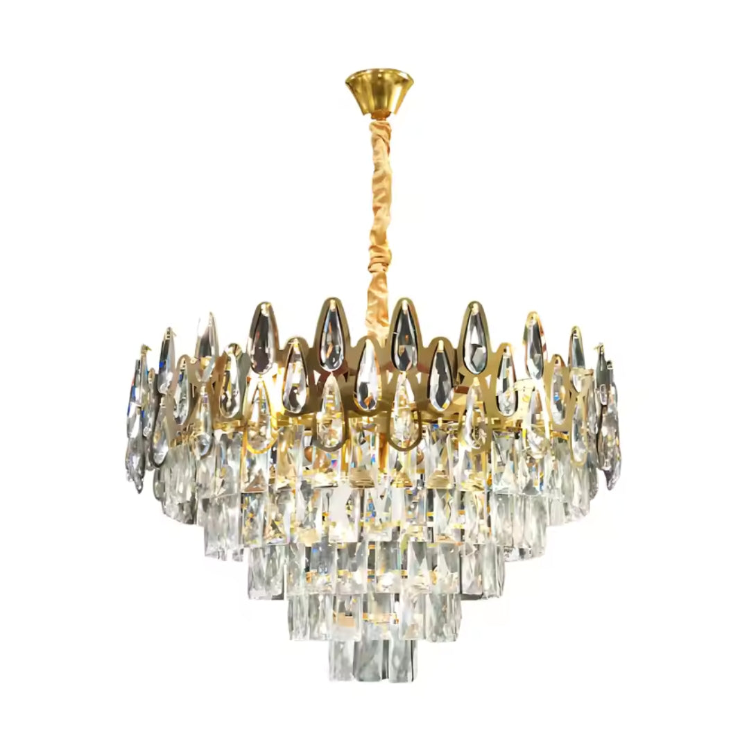 Кристален полилей ALHAMBRA Eleganza 8x E14, диаметър 50 см, блестящо злато, регулируема височина Кристален полилей Заглавие по подразбиране Alessandro Design