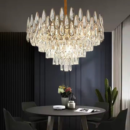 Кристален полилей ALHAMBRA Eleganza 8x E14, диаметър 50 см, блестящо злато, регулируема височина Кристален полилей Заглавие по подразбиране Alessandro Design