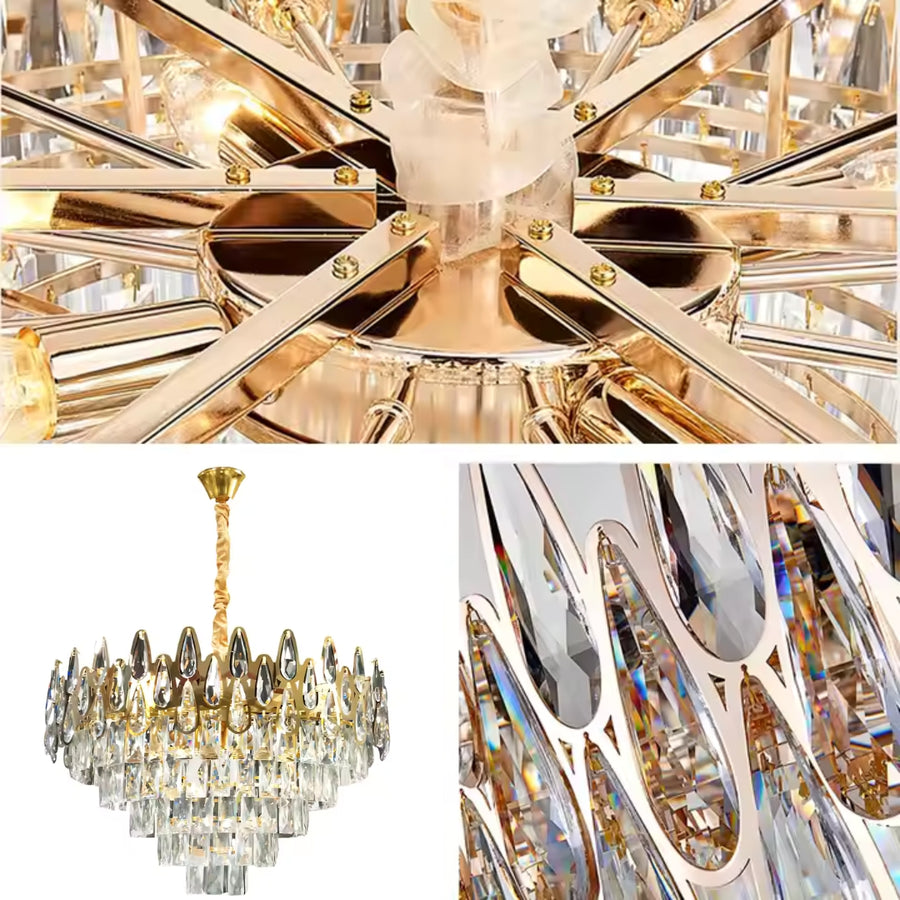 Кристален полилей ALHAMBRA Eleganza 8x E14, диаметър 50 см, блестящо злато, регулируема височина Кристален полилей Заглавие по подразбиране Alessandro Design