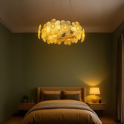 LED кристален полилей, Cadenza Allegro 40W, диаметър 48 см, регулируема височина, злато, топла/студена/неутрална светлина 3000K/4000K/6000K, метал и кристал
