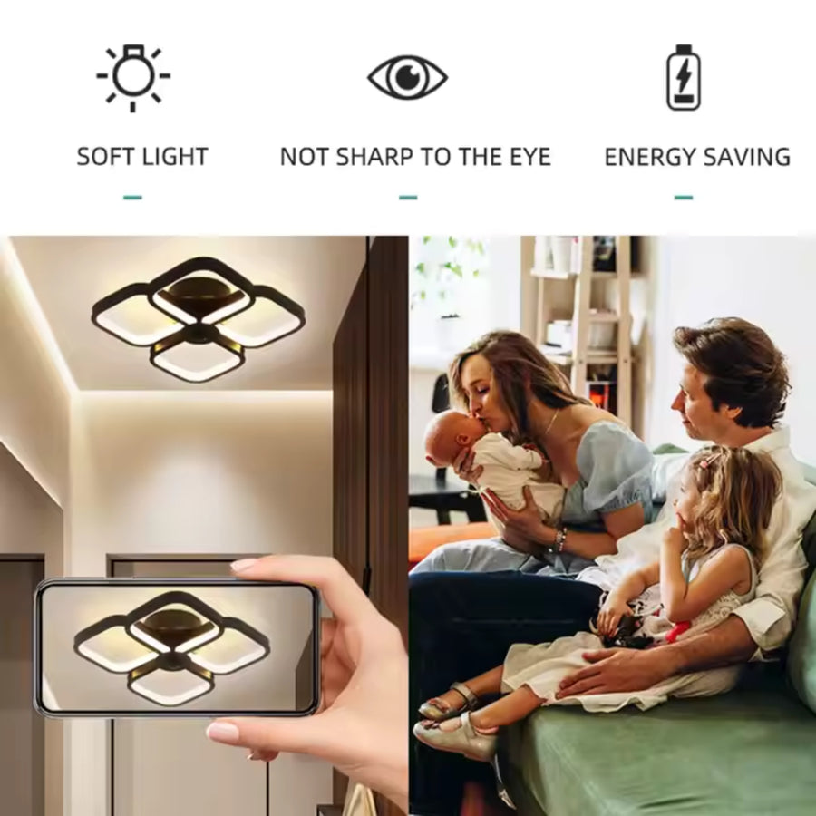 LED полилей VERTEX Tesser 34W, 4 квадрата, студена/топла/неутрална светлина, черни LED полилеи Заглавие по подразбиране Alessandro Design