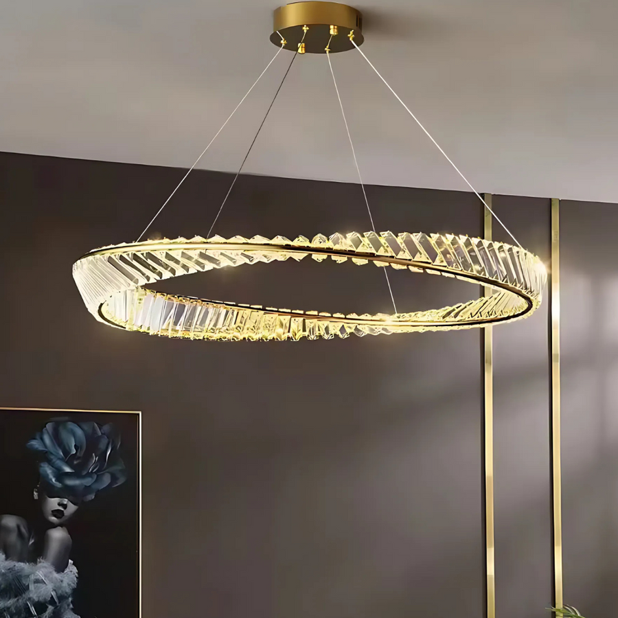 LED полилей с дистанционно управление и кристал LUIGI, 57W, Студена/Топла/Неутрална светлина, Димируем, златен LED полилей с дистанционно управление Заглавие по подразбиране Alessandro Design