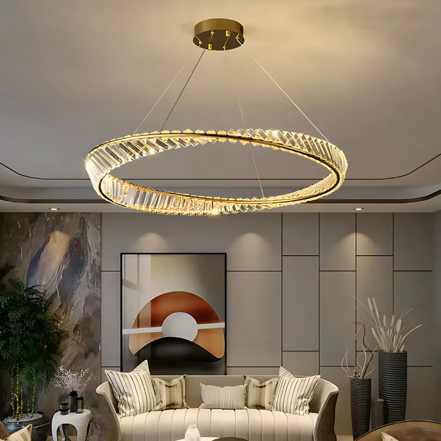 LED полилей с дистанционно управление и кристал LUIGI, 57W, Студена/Топла/Неутрална светлина, Димируем, златен LED полилей с дистанционно управление Заглавие по подразбиране Alessandro Design
