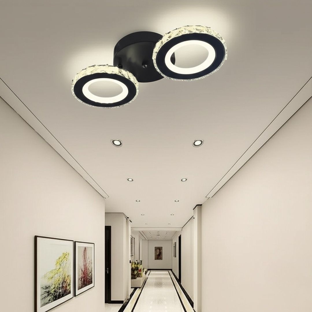 LED полилей с дистанционно управление и кристал NOVA ROTONDA 32W, 2 кръга, студена/топла/неутрална светлина, димиране, черни кристални LED полилеи Заглавие по подразбиране Alessandro Design