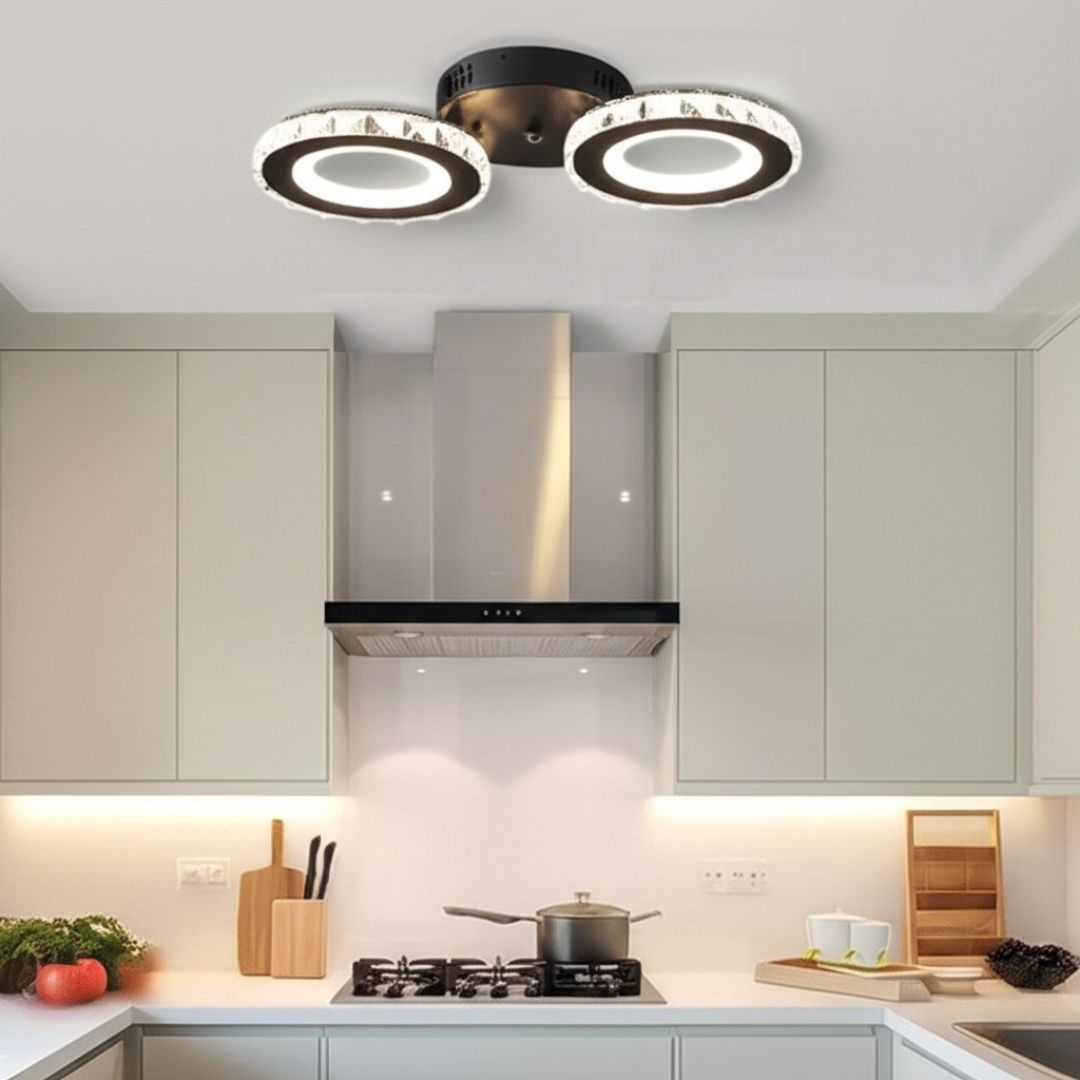 LED полилей с дистанционно управление и кристал NOVA ROTONDA 32W, 2 кръга, студена/топла/неутрална светлина, димиране, черни кристални LED полилеи Заглавие по подразбиране Alessandro Design