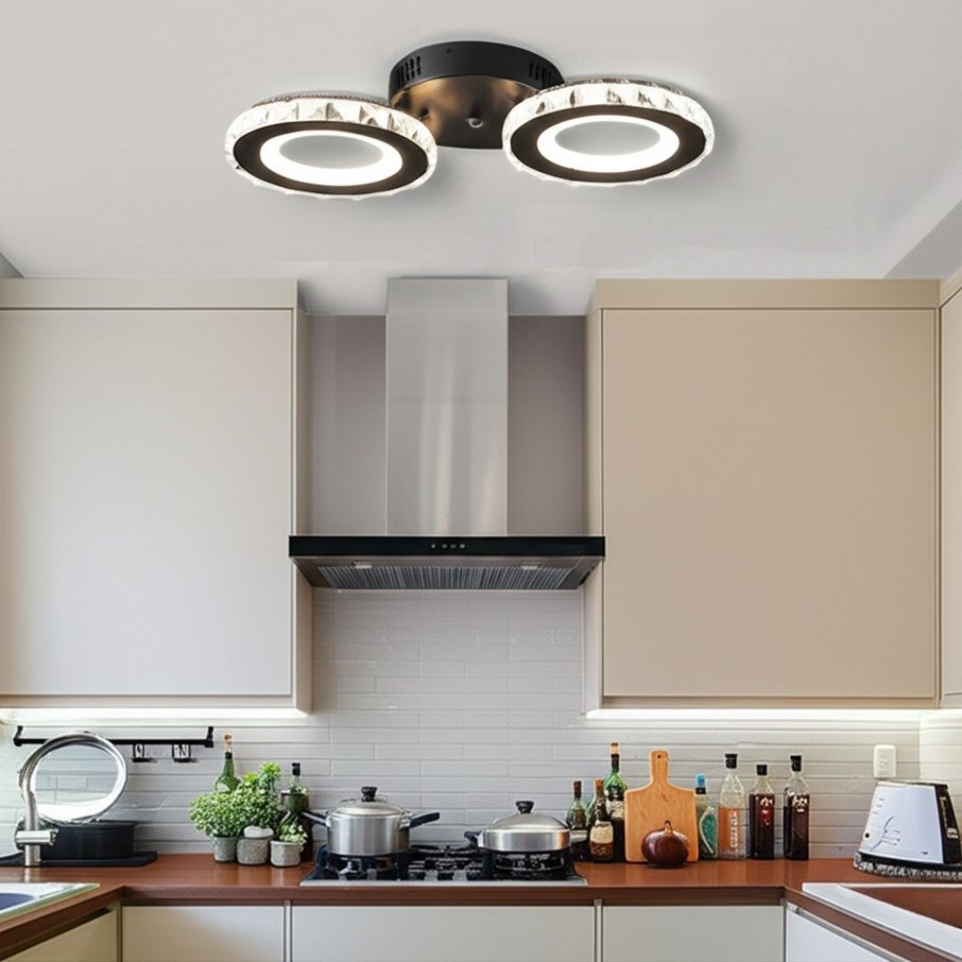 LED полилей с дистанционно управление и кристал NOVA ROTONDA 32W, 2 кръга, студена/топла/неутрална светлина, димиране, черни кристални LED полилеи Заглавие по подразбиране Alessandro Design