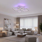 LED полилей с дистанционно управление и кристал NOVA RHOMBA RGB 95W, 4 квадрата, студена/топла/неутрална светлина, възможност за димиране, блестящи хромирани LED полилеи и кристали Заглавие по подразбиране Alessandro Design