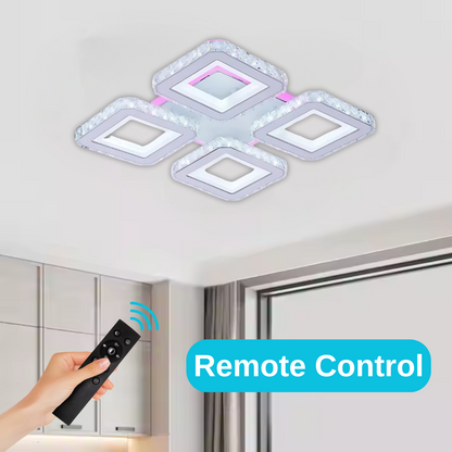 LED полилей с дистанционно управление и кристал LEILA RGB 69W, 4 квадрата, студена/топла/неутрална светлина, димируем, бял LED полилей с дистанционно управление Заглавие по подразбиране Alessandro Design
