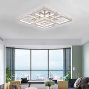 LED полилей с дистанционно управление с кристал QUADRIA SUPREMO RGB, 143W, 5 квадрата, студена/топла/неутрална светлина, димируеми, блестящи хромирани LED полилеи с дистанционно управление Заглавие по подразбиране Alessandro Design