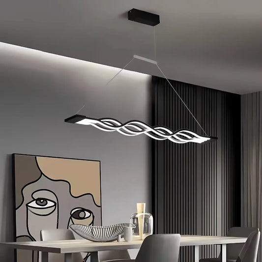 Окачен LED полилей с дистанционно управление WAVE 89W, линейна, студена/топла/неутрална светлина, димируем, черен, регулируема по височина LED полилей с дистанционно управление Заглавие по подразбиране Alessandro Design