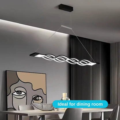 Окачен LED полилей с дистанционно управление WAVE 89W, линейна, студена/топла/неутрална светлина, димируем, черен, регулируема по височина LED полилей с дистанционно управление Заглавие по подразбиране Alessandro Design