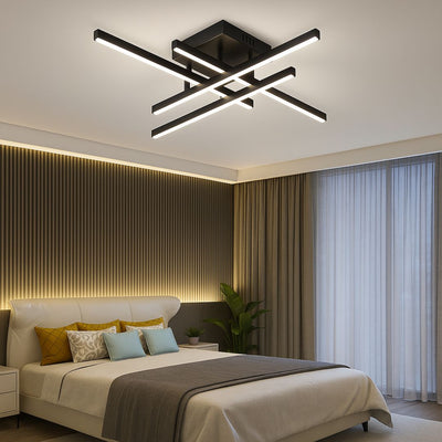LED полилей с дистанционно управление LINEX, 52W, 4 елемента, линеен, студена/топла/неутрална светлина, димируем, черен