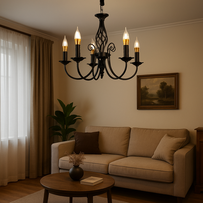 Полилей Perla, 5xE14, 49x37 см, черен, регулируема височина