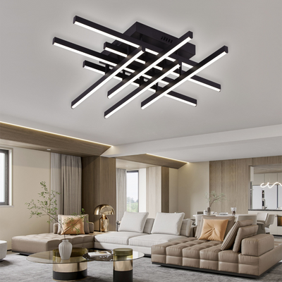 LED полилей с дистанционно управление LINEX, 108W, 8 елемента, студена/топла/неутрална светлина, димируем, черен