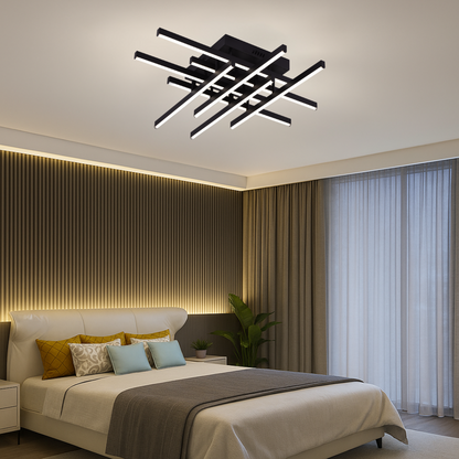 LED полилей с дистанционно управление LINEX, 108W, 8 елемента, студена/топла/неутрална светлина, димируем, черен LED полилей с дистанционно управление Заглавие по подразбиране Alessandro Design