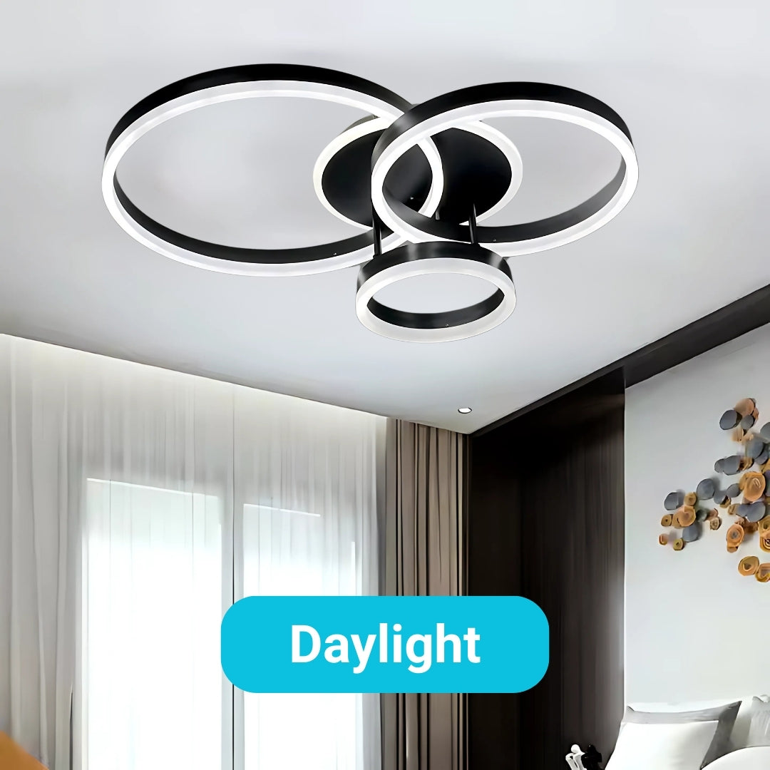 LED полилей с дистанционно управление RIGA LILITH, 68W, 3 кръга, студена/топла/неутрална светлина, димируем, черен LED полилей с дистанционно управление Заглавие по подразбиране Alessandro Design