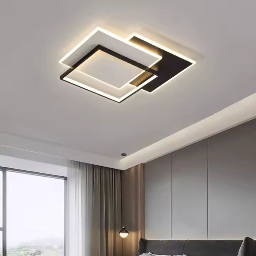 LED полилей с дистанционно CHIARA 98W, 3 квадрата, студена/топла/неутрална светлина, димируем, черен LED полилей с дистанционно управление Заглавие по подразбиране Alessandro Design