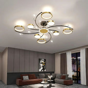 Lustra LED cu Telecomnda KARINA, 65W, 8 Elemente, Lumina Calda/Rece/Neutra, Dimabila, Auriu Lustre LED cu Telecomanda Default Title Alessandro Design