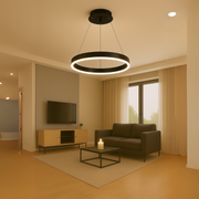 Окачен LED полилей с дистанционно управление ANINA 34W, 1 кръг, Студена/Топла/Неутрална светлина, Димируем, Черен, Регулируема височина LED полилеи с дистанционно управление Заглавие по подразбиране Alessandro Design