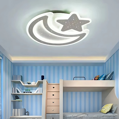 Nova LED полилей с дистанционно управление, 89 W, димируем, с форма на луна и звезда, бял LED полилей с дистанционно управление Заглавие по подразбиране Alessandro Design